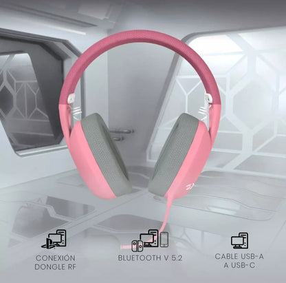 Diadema Redragon Gamer Hylas Pink H260P-RGB  con Microfono Gaming Headset