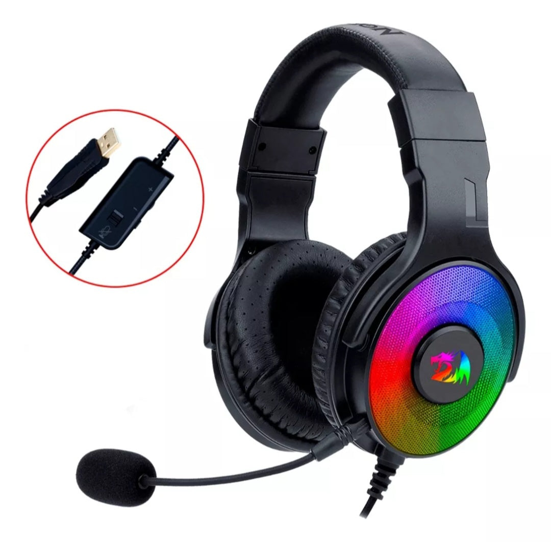 Diadema Gamer Redragon Pandora H350rgb 7.1 Usb Color Negro Color de la luz RGB