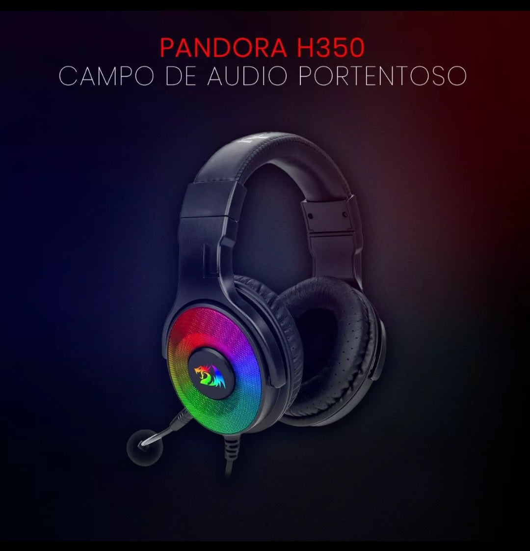 Diadema Gamer Redragon Pandora H350rgb 7.1 Usb Color Negro Color de la luz RGB