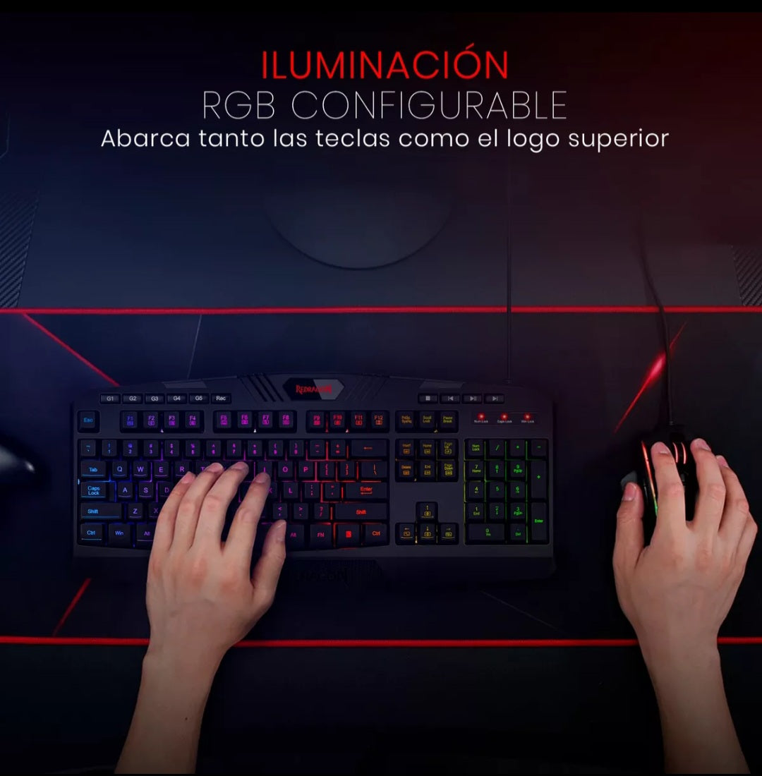 Teclado Gamer Redragon Harpe Pro K503a Español Con Luz Rgb Teclado Negro