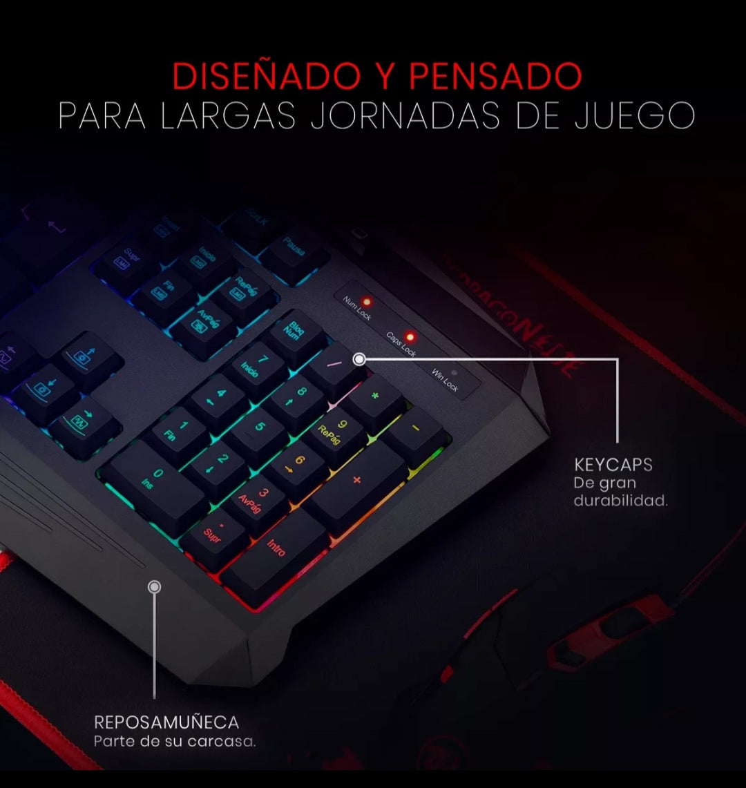 Teclado Gamer Redragon Harpe Pro K503a Español Con Luz Rgb Teclado Negro