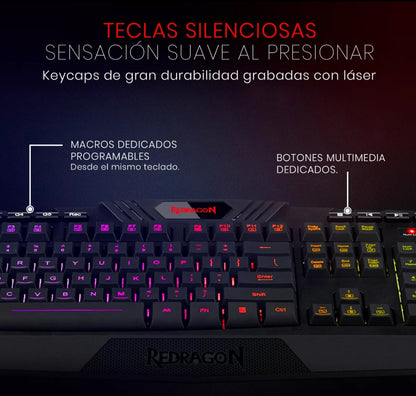 Teclado Gamer Redragon Harpe Pro K503a Español Con Luz Rgb Teclado Negro