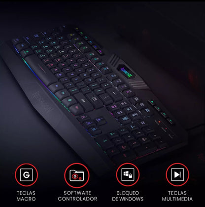 Teclado Gamer Redragon Harpe Pro K503a Español Con Luz Rgb Teclado Negro