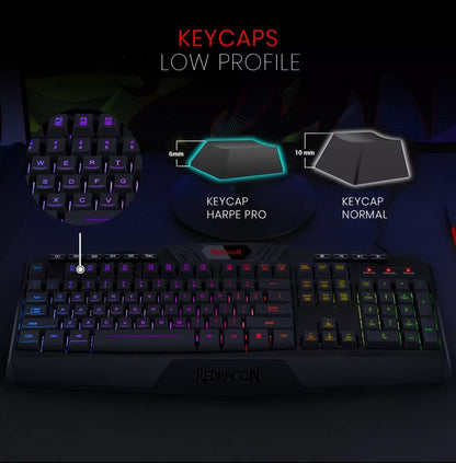 Teclado Gamer Redragon Harpe Pro K503a Español Con Luz Rgb Teclado Negro