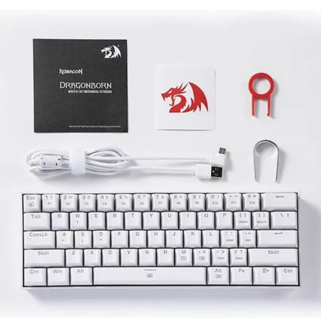 eclado Mecánico Redragon Dragonborn K630w Blanco Ingles Us Red Switch