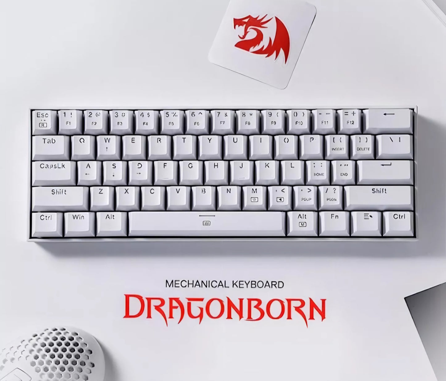 eclado Mecánico Redragon Dragonborn K630w Blanco Ingles Us Red Switch