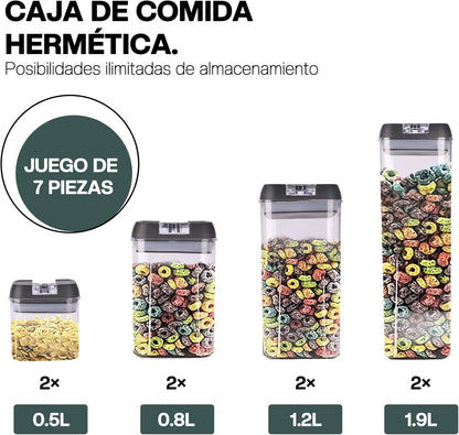 Juego de 7 recipientes Herméticos para Alimentos